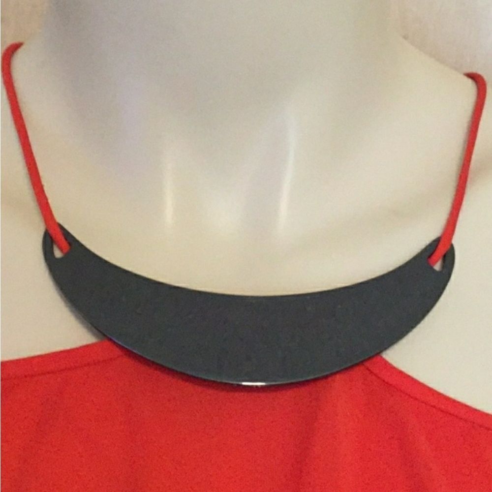 Halston Women's Red Flowy Top W Hardware - Picture 8 of 10